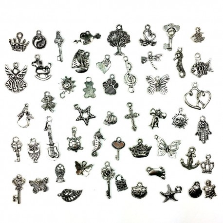 Antique Vintage Tibetan Silver Metal Pendant Charms (100 Pcs)