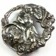 Vtg Victorian Antique Studio Crouching Tiger Sterling Silver Belt Buckle