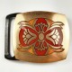 VTG 1978 Tech Ether Guild Abstract Floral Solid Brass Belt Buckle - Narcissus