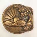 VTG 1970's Banshee Brass Tech Ether Guild Jesse Mcleod Hippie Belt Buckle - Colorado Sunrise