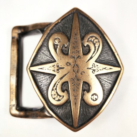 VTG 1970's Tech Ether Guild Banshee Hippie Star Brass Belt Buckle - Fleur De Lis