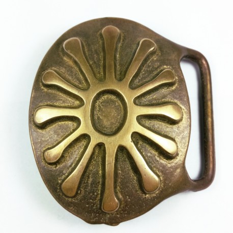 Vtg Studio Kutner Sun Abstract Hippie Brass Belt Buckle