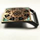 1974 Tech Ether Guild "Mandala" Turquoise Inlay Abstract Art Brass Belt Buckle