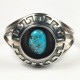 Vtg Southwest Navajo Turquoise Shadow Box Sterling Silver Bracelet Cuff