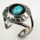 Vtg Southwest Navajo Turquoise Shadow Box Sterling Silver Bracelet Cuff