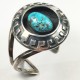 Vtg Southwest Navajo Turquoise Shadow Box Sterling Silver Bracelet Cuff