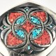 VTG Tech Ether Guild LE Abstract Turquoise Coral Inlay Belt Buckle - Aurora